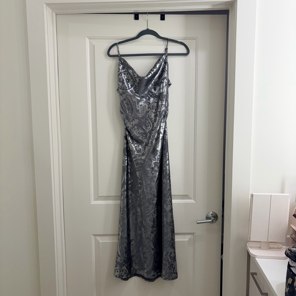 Zara Dresses & Skirts - Zara Metallic Silver Evening Dress